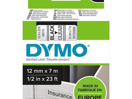 Dymo D1 etiquetas auténticas, impresión negra sobre fondo transparente, 12 mm נ7 m, autoadhesivas para etiquetadoras LabelManager Embalaje Deteriorado Sale