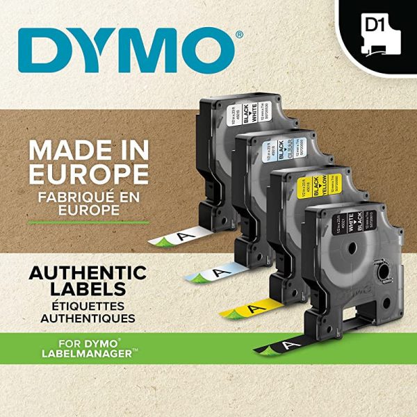 Dymo D1 etiquetas auténticas, impresión negra sobre fondo transparente, 12 mm נ7 m, autoadhesivas para etiquetadoras LabelManager Embalaje Deteriorado Sale