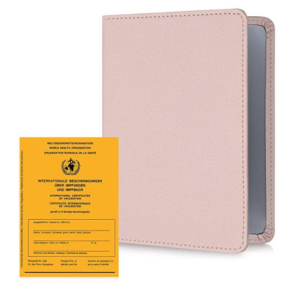 Kwmobile Funda para cartilla de vacunación - Estuche de cuero sintético con tapa para pasaporte de vacunas europeo - oro rosa Reacondicionado Hot on Sale