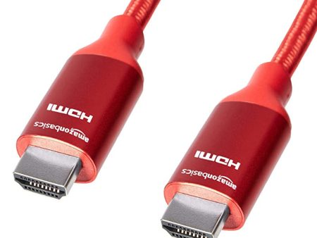 Amazon Basics - Cable HDMI trenzado de alta velocidad, rojo, de 0, 9 metros Sale