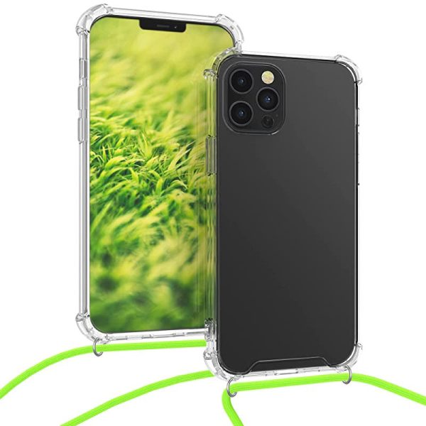 Funda Transparente TPU con Cuerda para Colgar Kwmobile para Apple iPhone 12 Pro MAX - Color Transparente Verde Neón Reacondicionado Discount