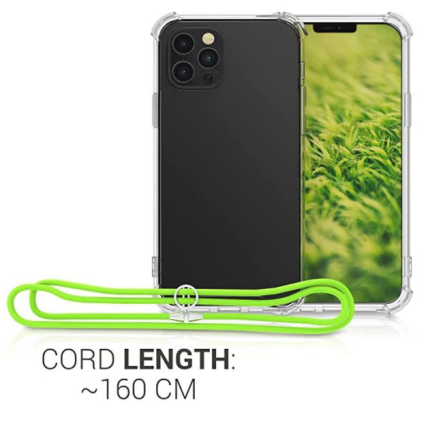 Funda Transparente TPU con Cuerda para Colgar Kwmobile para Apple iPhone 12 Pro MAX - Color Transparente Verde Neón Reacondicionado Discount