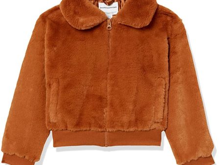 Amazon Essentials Chaqueta de Pelo Artificial Niña, Marrón Claro, 3 años Sale