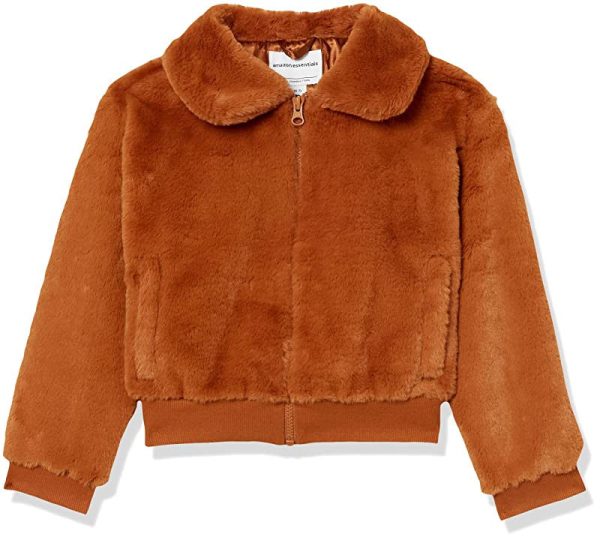 Amazon Essentials Chaqueta de Pelo Artificial Niña, Marrón Claro, 3 años Sale