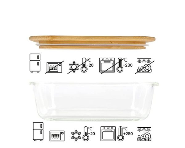 Birambeau - Utensilio de Cocina Caja de Cristal Alimento Hermético sin Tapa - 1520ml - Ideal para la Conservación Embalaje Deteriorado Online