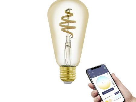 Eglo connect.z Smart Home bombilla LED E27, ST64, ZigBee, control de voz y de la aplicación, regulable, colores ajustables, 400 lúmenes, 5.5 vatios, vintage ámbar Embalaje Deteriorado Online now