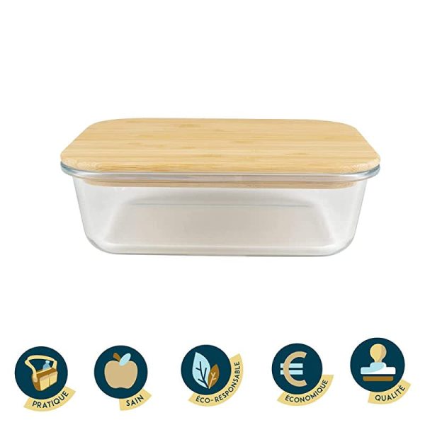 Birambeau - Utensilio de Cocina Caja de Cristal Alimento Hermético sin Tapa - 1520ml - Ideal para la Conservación Embalaje Deteriorado Online