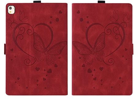 Onetheful Carcasa Libro Funda Tablet Apple iPad 10.2 2021 2020 2019   iPad Air 3 10.5 2019 Cover Mariposas en Relieve Fundas con Protectora PU Cuero y Soporte - Rojo Online Hot Sale